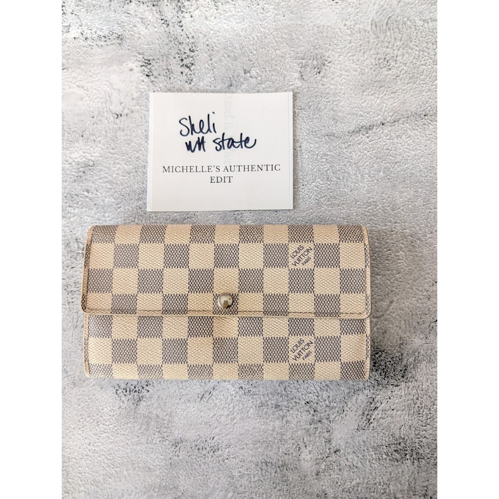 Authenticated Louis Vuitton Damier Azur Sarah Wallet with COA